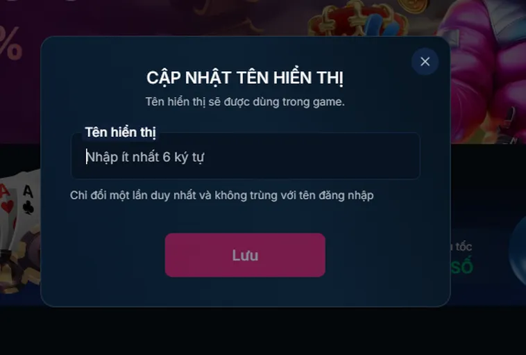 Cập nhật thông tin hiển thị để hoàn thành các bước đăng kí tài khoản.