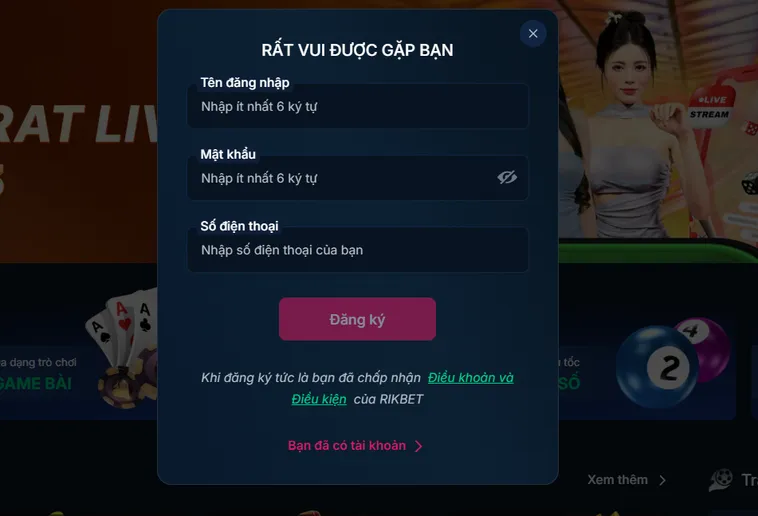 Hướng Dẫn Đăng Ký RikBet Ngay Hôm Nay Để Nhận Ưu Đãi Chào Mừng