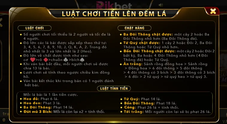 Tiến Lên Đếm Lá RikBet Sân Chơi Đẳng Cấp Cho Những Tay Bài Chuyên Nghiệp