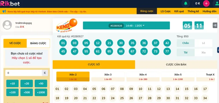 Keno Vietlott Tại RikBet Chinh Phục Xổ Số Tự Chọn Đẳng Cấp Nhận Thưởng Lớn Ngay