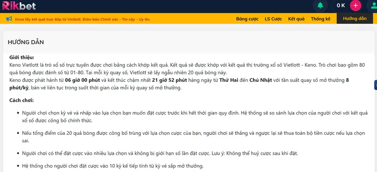 Keno Vietlott Tại RikBet Chinh Phục Xổ Số Tự Chọn Đẳng Cấp Nhận Thưởng Lớn Ngay