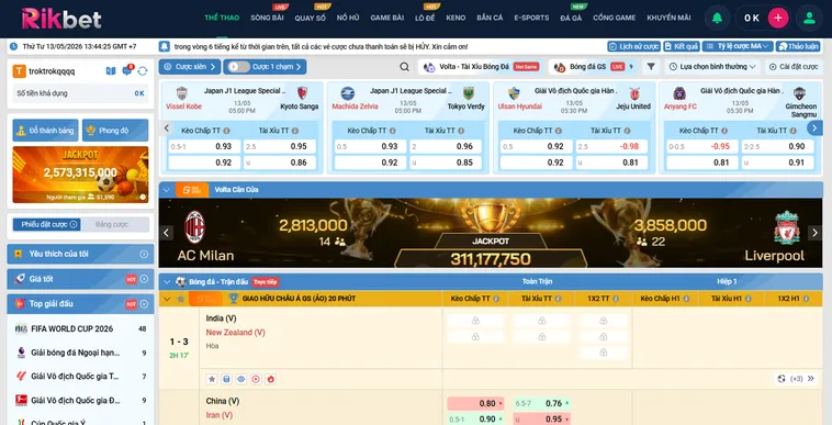 Thể Thao K Sports RikBet Trải Nghiệm Cá Cược Đỉnh Cao Tỷ Lệ Kèo Hấp Dẫn Nhất