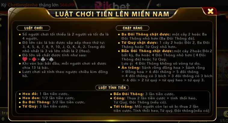 Bí Kíp Chơi Tiến Lên Miền Nam Tại RikBet Luôn Thắng Lớn Từ Cao Thủ